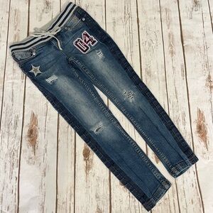 Justice Girls Skinny Jeans Pull On Size 7 distressed